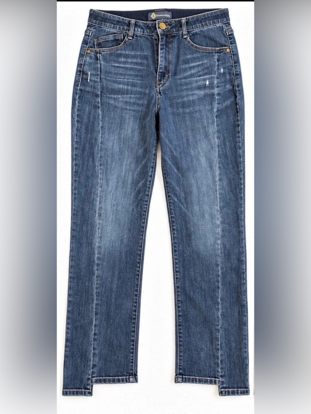 Democracy Ab’solution High Rise Straight Leg Jeans Size 14 Asymmetrical Hem